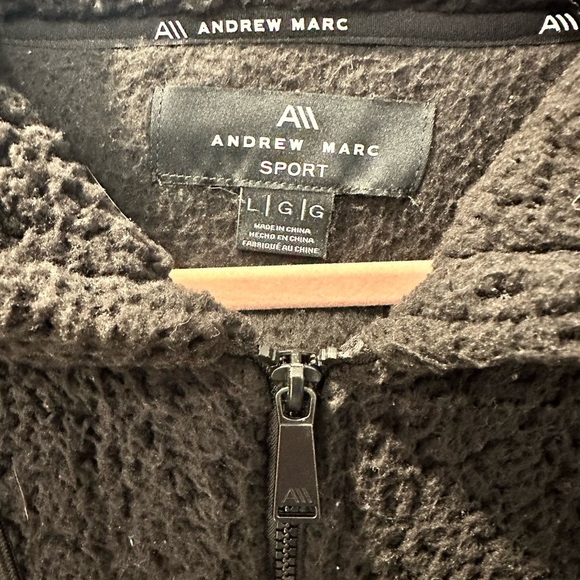 Andrew Marc Black Full Zip Sherpa Jacket W/Hood - Picture 2 of 5